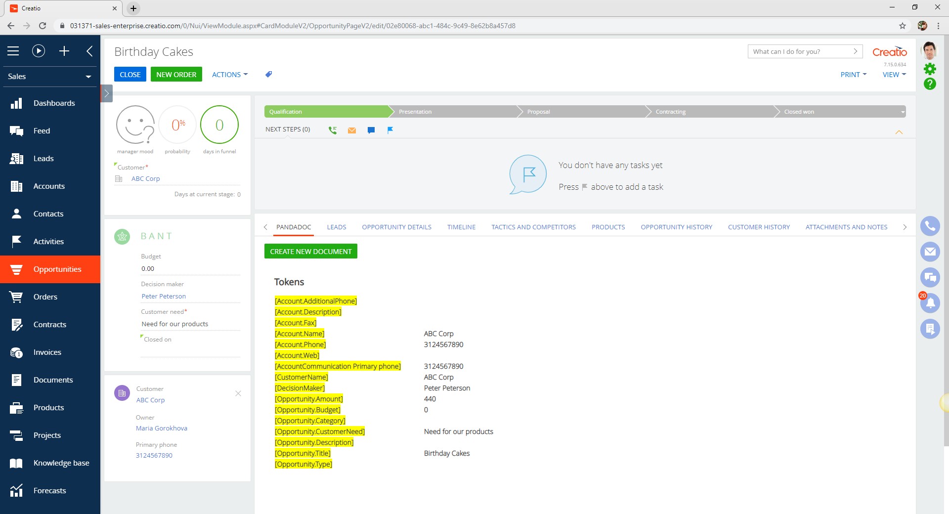 PandaDoc for Creatio: Documents are automatically filled with CRM data